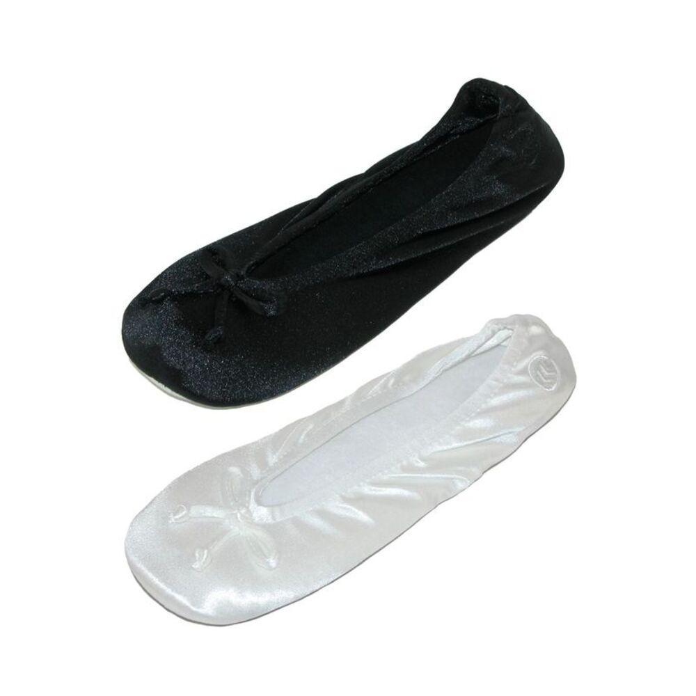 Isotoner Women's Satin Classic Ballerina Slippers (Pack of 2)